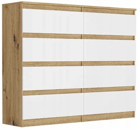 Komoda s 8 šuflíkmi R-120-S8 - rôzne farebné prevedenia artisan mix biela
