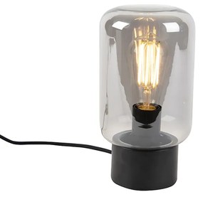 Dizajnová stolná lampa čierna s dymovým sklom - Bliss Cute