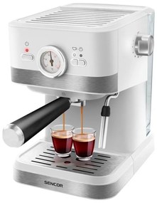 Sencor pákový espresso kávovar 1050W/230V biely/matný chróm