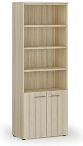 Kombinovaná kancelárska skriňa PRIMO WOOD, dvere na 2 poschodia, 800 x 420 x 2128 mm, dub prírodný