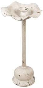 Biely kovový svietnik s patinou v tvare listu - Ø 22 * ​​48 cm