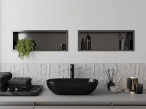 Mexen X-Wall-R, polica na zapustenie s prírubou  60 x 20 cm, grafitová matná - 19E0602010