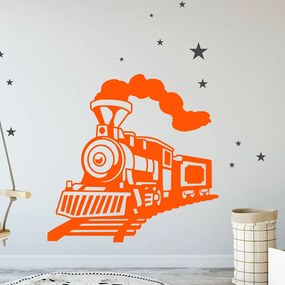 Veselá Stena Samolepka Parná lokomotíva Farba: oranžová, Veľkosť: 60 x 59 cm
