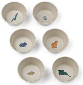 LIEWOOD Plastová miska Cees Dinosaurus / Mist – set 6 ks