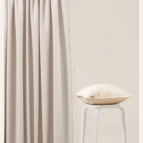 Svetlobéžový záves Lara na strieborné kruhy so strapcami 140 x 250 cm