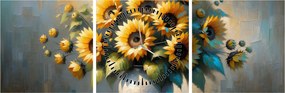 Obraz – Váza so slnečnicami (s hodinami) (90x30 cm)