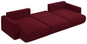 Vínovočervená zamatová rozkladacia/s úložným priestorom rohová pohovka (do tvaru "U") Kapua – Makamii
