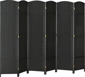 HOMCOM 6-panelový skladací paraván 240x170 cm, rozdeľovač na súkromie pre obývaciu izbu, spálňu a kanceláriu, čierny | Aosom