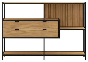 Knižnica Seaford III 114 cm divoký dub/čierna