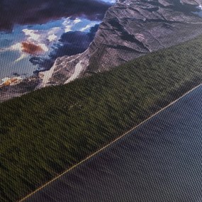 Obraz jazera a hôr (120x50 cm)