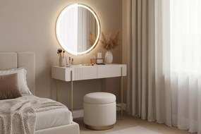 Toaletný stolík Malmi 100 cm - kašmírová / zlatá