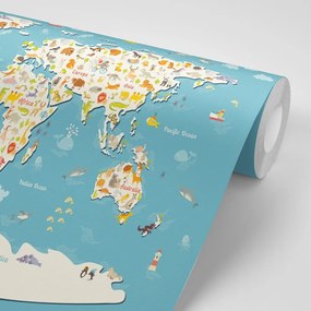 Samolepiaca tapeta detská mapa so zvieratkami - 150x100