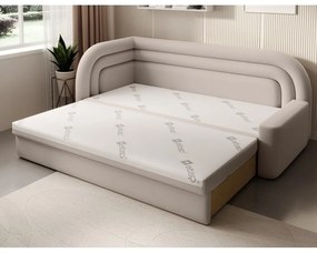 Béžová zamatová rozkladacia/s úložným priestorom pohovka ľavý roh 223 cm Fabillo – ELTAP