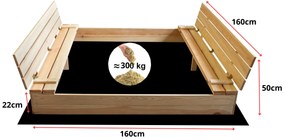 Drevené pieskovisko s lavičkami 150 cm