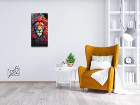 Gario Diamantové maľovanie Lev v kvetoch Rozmery: 40 x 80 cm, Rámovanie: Iba zrolované plátno, Diamanty: Štvorcové