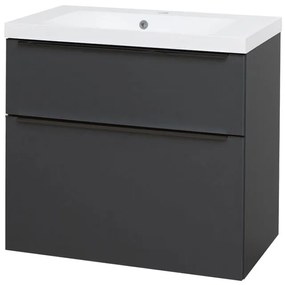 Mereo Mereo, Mailo, kúpeľňová skrinka s umývadlom z liateho mramoru 81 cm, čierne madlo, MER-CN531MB