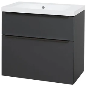 Mereo Mereo, Mailo, kúpeľňová skrinka s umývadlom z liateho mramoru 81 cm, čierne madlo, MER-CN531MB