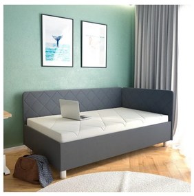 Čalúnená válenda s úložným priestorom a matracom EMILE 110x200 cm sivá