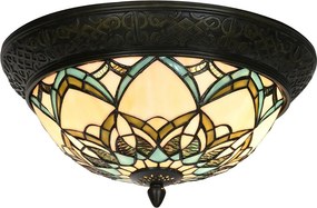 Béžovo-hnedá stropná lampa Tiffany Delafosse - Ø 37*19 cm E14/ 2*40W