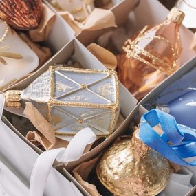 Bella Rose Sklenená vianočná ozdoba Lucerna Modrá