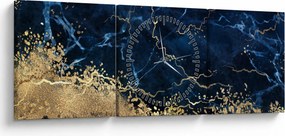 Obraz - Tmavo-modrý mramor (s hodinami) (90x30 cm)