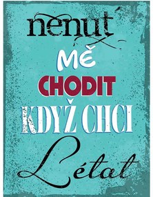 Ceduľa Nenut mě chodit když chci létat