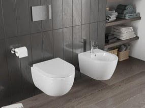 Mexen Carmen, závesná WC misa 490x365x340 mm, Rimless Tornádo + WC sedadlo z duroplastu, biela lesklá, 30880200T