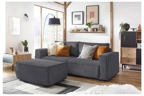 Tmavosivý menčestrový taburet Nihad – Bobochic Paris