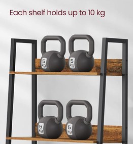 Rebríková polica, 5-úrovňový regál, rustikálny hnedý