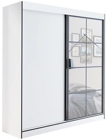 Skriňa Oslo II 180 biely/čierna/zrkadlo