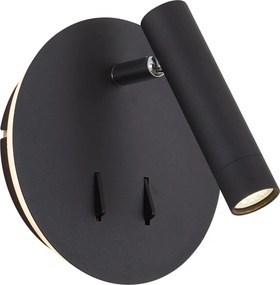Moderná čierna nástenná lampa vrátane LED s USB-C - Croft