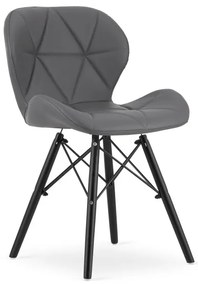 Set troch jedálenských stoličiek LAGO ekokoža sivé (čierne nohy) (3ks)