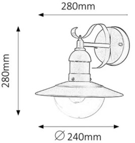 Brilagi - Vonkajšie nástenné svietidlo MOLDE 1xE27/60W/230V IP44 biela/patina