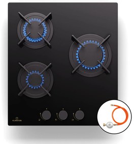 Klarstein Goldflame Domino, plynová varná doska, 3 mosadzné horáky, nehrdzavejúca oceľ