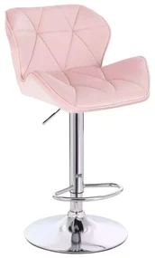 LuxuryForm DESIGN Barová stolička MILANO VELUR na striebornom tanieri - svetlo ružová