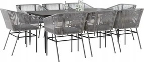 vidaXL 9-dielna záhradná jedálenská súprava+podložky, sivá, polyratan