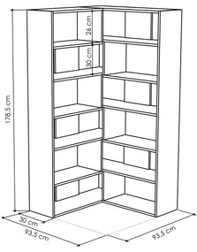 Moderní rohová knihovna Houseland Molly No.4 bílá