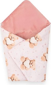 Zateplená zavinovačka do autosedačky New Baby Love Teddy Bear pink