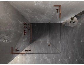 Mexen Lunar, L sklápací sprchový kút ľavý 80 x 80 cm, 8mm číre sklo, profil ružové zlato, 834L-080-080-60-00-L