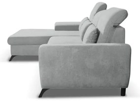 Rozkladacia čalúnená rohová sedacia súprava ALTA do tvaru L s úložným priestorom, ľavé prevedenie, sivá