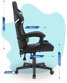 Detské herné kreslo HC - 1004 čiernej farby s bielym detailom