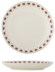 Bloomingville Keramický dezertný tanier Jolly Red Hearts 16 cm