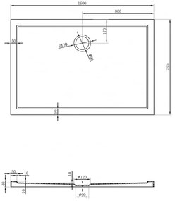 Mexen, Mexen Flow obdĺžniková sprchová vanička slim 75 x 160 cm, biely lesk - 46R107516