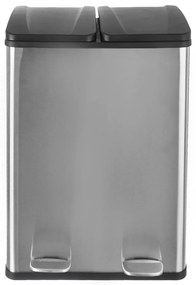 Nášľapný odpadkový kôš na triedený odpad z nehrdzavejúcej ocele v lesklo striebornej farbe 2x30 l Duo – Orion