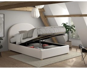 Biela čalúnená dvojlôžková posteľ s úložným priestorom s roštom 140x200 cm Moon – Vipack