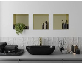 Mexen X-Wall-NR, polička na zapustenie pod obklad bez goliera 30 x 30 cm, zlatá lesklá, 1951303010