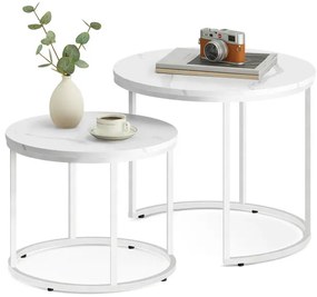 Sada 2 konferenčných stolíkov OSKAR mramor biele nohy