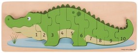 Bigjigs Toys Vkladacie puzzle krokodíl s číslami
