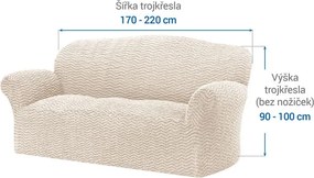 Bielastické poťahy CRISTINA smotanová trojkreslo (š. 170 - 220 cm)