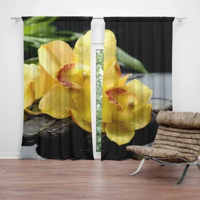 Sablio Záves Žltá Orchidey: 2 ks 140x250 cm